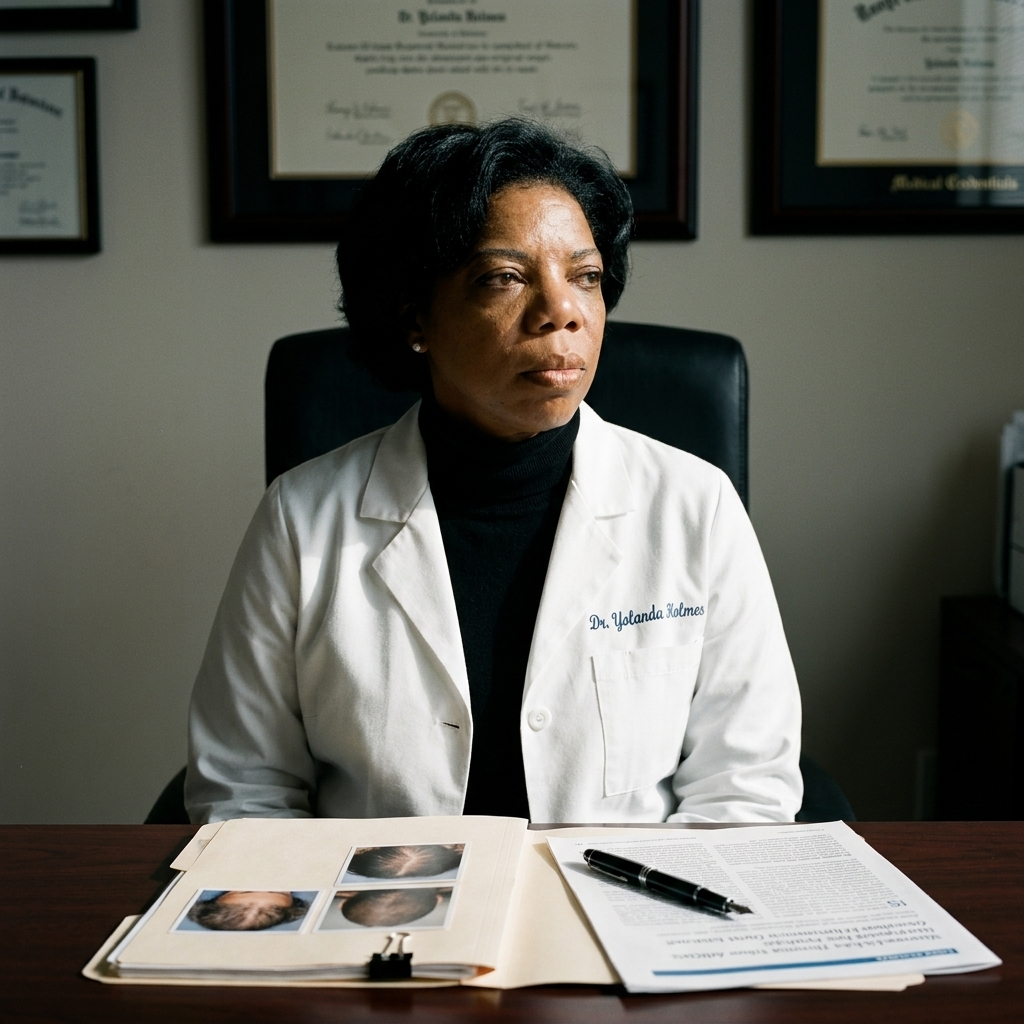 Dr. Yolanda Holmes in her office with research